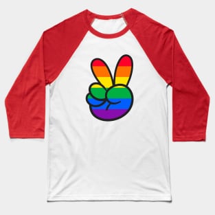 Rainbow Peace Sign Hand Baseball T-Shirt